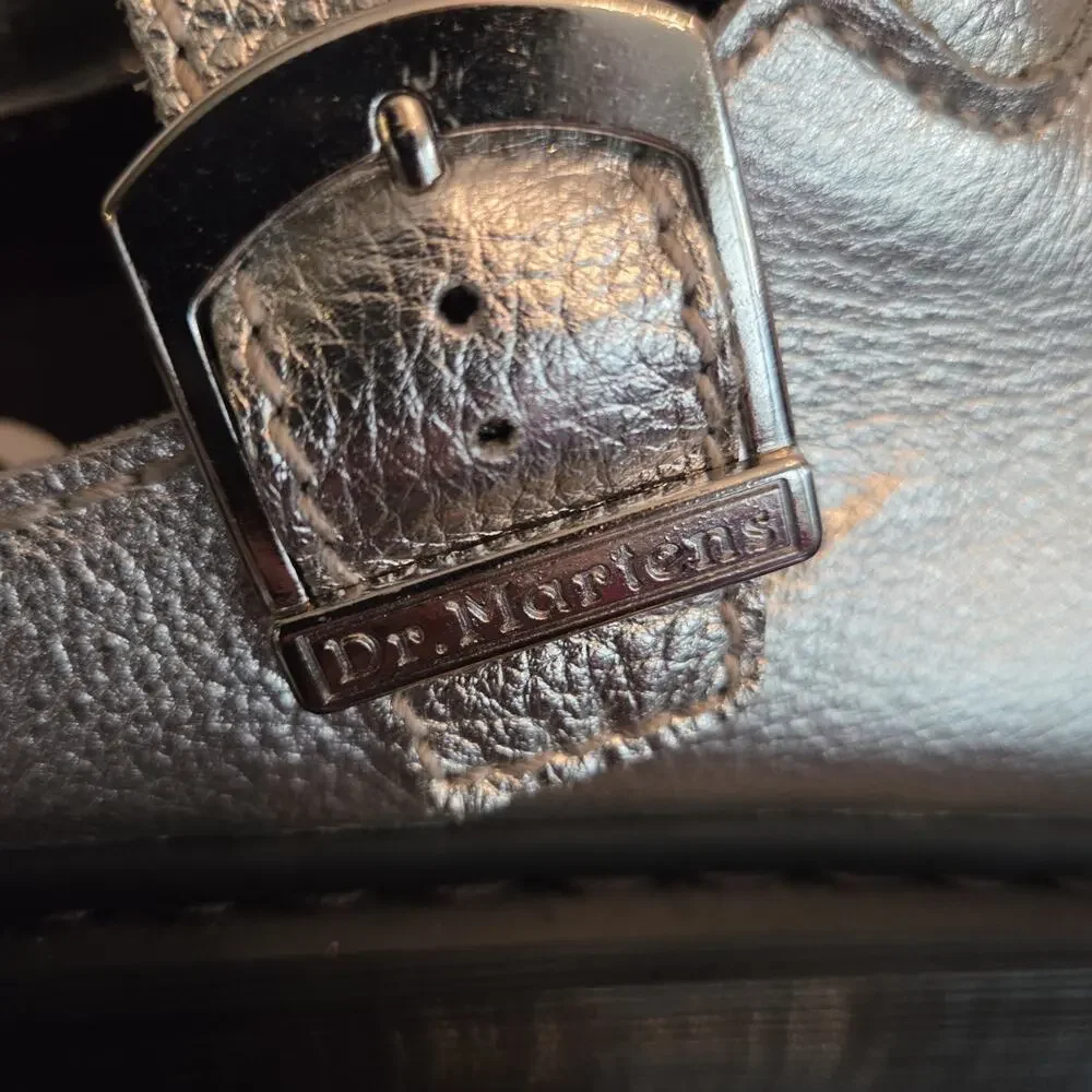Dr. Martens Laketen Silver Metallic Tumble Leather Slingback Mules Size 13 Mens